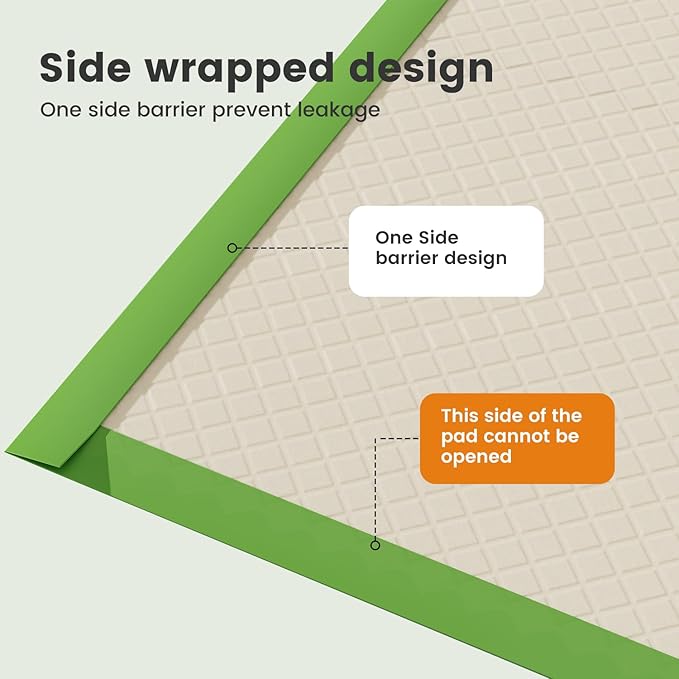 Gardner Pet Dog Pee Pads Extra Large 28"x34", XL Thicker ECO Green Disposable Puppy Training Pads Super Absorbent Full Edge-Wrapping Pad for Dogs, Puppies, Cats, Rabbits (100 Count)