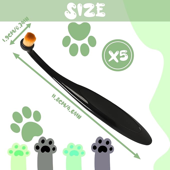 Dog Eye Powder Brush, 5-Pack Puppy Tear Stain Remover Eye Comb & Grooming Brush, Gentle Washable Fiber Bristles, Ergonomic Handle for Dog/Cat Eye Cleaning