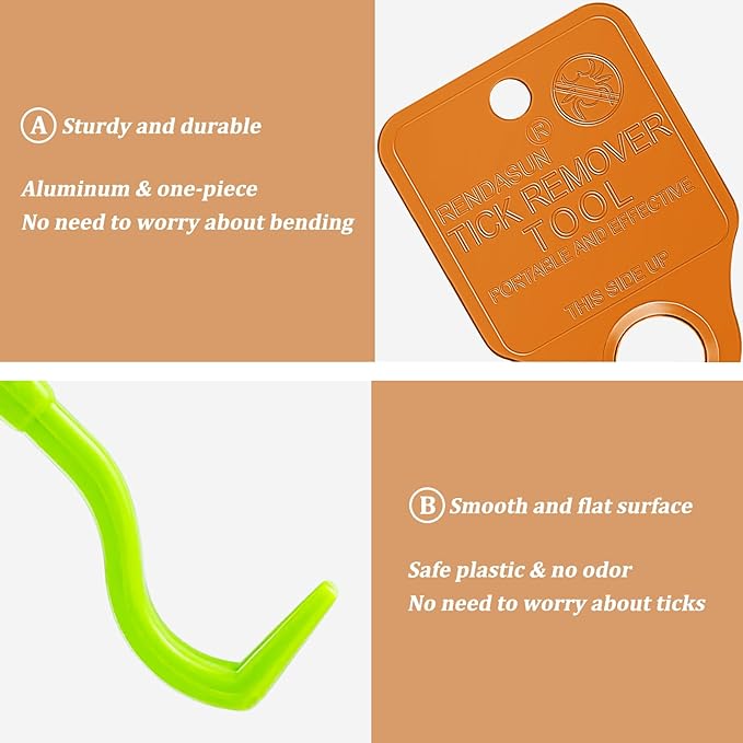 Tick Remover Tool Portable with Tick Removal Tweezers Suitable for Pet and Humans, Safe and Reliable, Quick Highly Effective, Pain-Free, Essential Tick Remover Key Tools for Outdoor Activities-3 Pack
