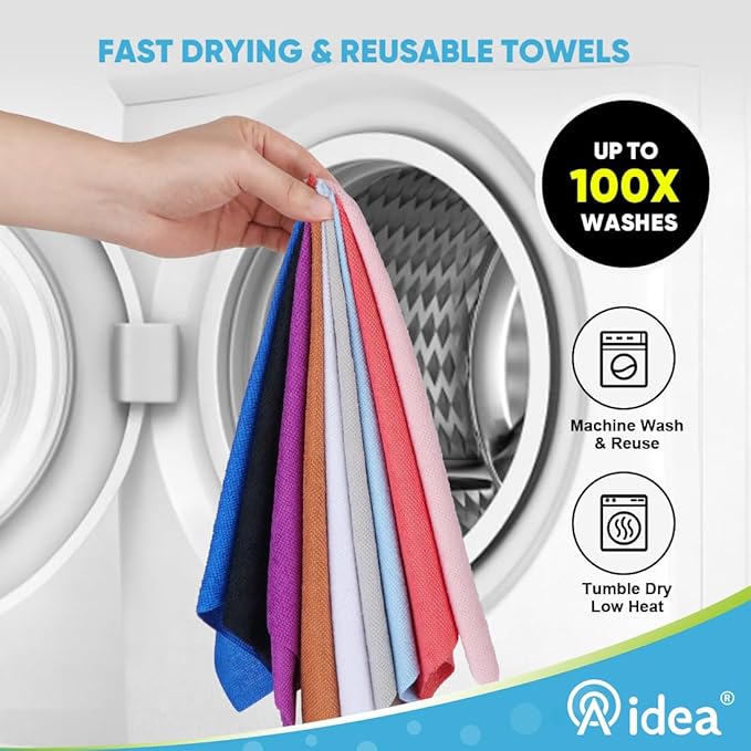 AIDEA Microfiber Cleaning Cloth Roll, 50PK, Paper Towels Reusable Grey Tear Away Towels, Washable Shop Rags, Microfiber Towels for Cars, Lint Free Rags for House, Kitchen, Window,11.5"×11.5"