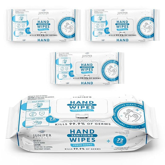 3 Pack Hand Sanitizing Wipes, Alcohol Free 216 Count Disposable Hand Sanitizer Wipes, Fresh Scent, Lint Free & Durable