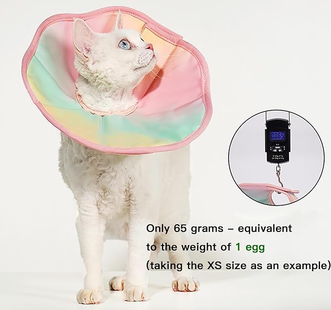 Touchdog Soft Recovery Cone Collar for Cats - Adjustable Elizabethan Collar with Waterproof PU Coating, Lightweight Design, 24.5cm/9.6in Wide Barrier, Foldable & Comfortable (Blue Gradient Color, S)