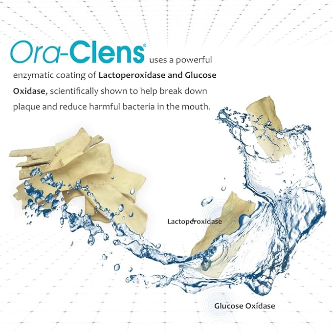 Oral Hygiene Chews for Medium Dogs-Enzymatic Dental Treats for Daily Oral Care, Cleans Teeth and Freshens Breath, Reduces Plaque, Bacteria and Tartar Build Up Without Brushing-30 Chews