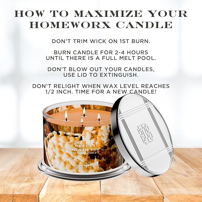 HomeWorx by SLATKIN + CO. Candle- Sweet Potato Pie, 18 oz. Premium Scented Candle - 30-55 Hours Burn Time