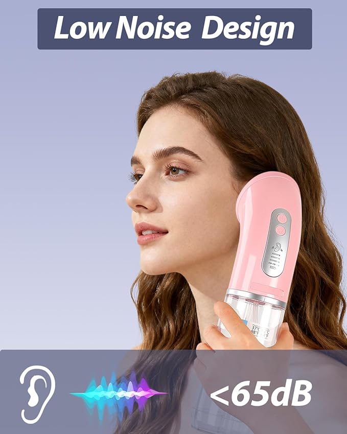 Upgraded Ear Wax Removal Kit, One Piece Waste Tank - Ear Irrigation Flushing System with 4 Modes & 8 Nozzles - IPX7, Safe and Effective Electric Ear Cleaner for Family Use, Type-C (Pink)