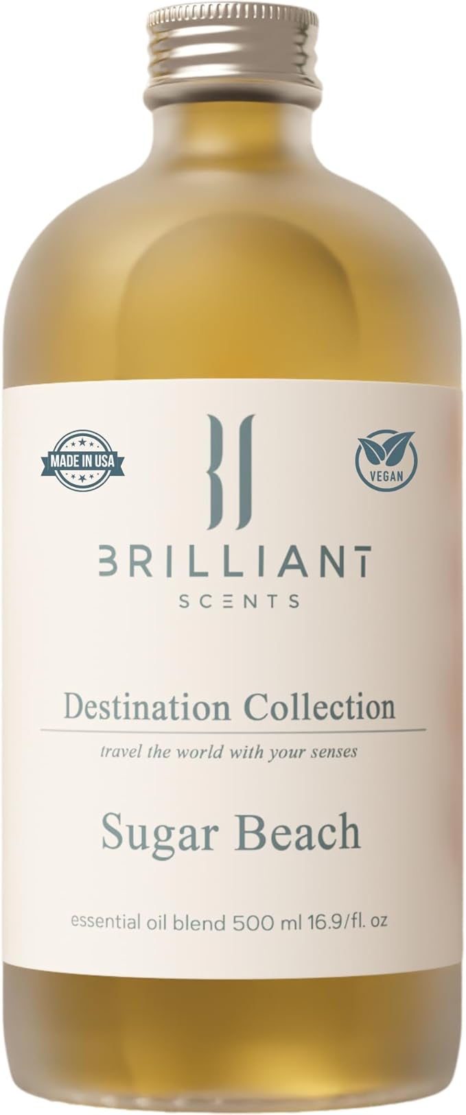 Brilliant Scents Sugar Beach Fragrance Oil 500ml - Premium Diffuser Oil for Home, Office, Hotels - Long Lasting, Plant-Based, Meets IFRA Standards, USA-Made - Fig, Rose, Blonde Woods