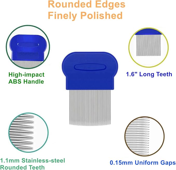 5 Pack Flea Lice Comb,Stainless Steel Dog Cat Grooming Combs with Rounded Teeth,Double Sided Professional Pet Tear Stain Remover,Dematting Tool for Small, Ideal for all pet