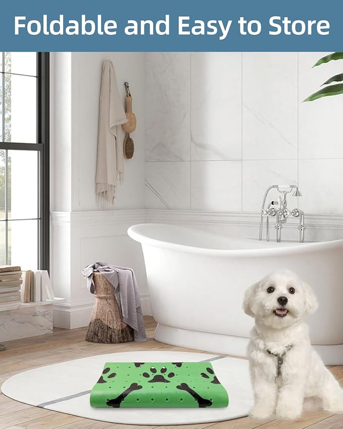 Dog Bath Mat for Tub Non-Slip Pet Bathtub Mat Fast Dry Dog Shower Attachment Mat Senior Friendly Dog Bath Supplies (Green