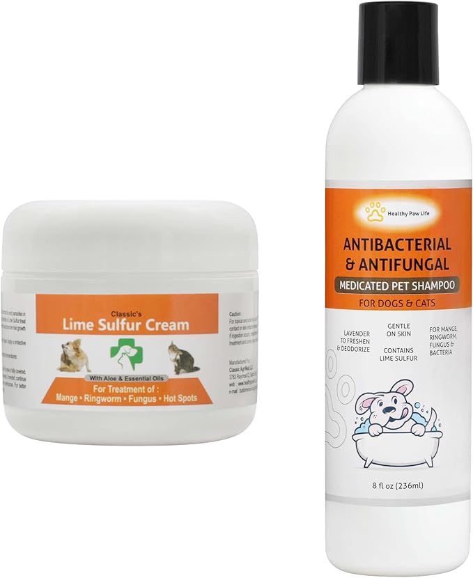 Healthy Paw Life Bundle - 2 Items: Classic's Lime Sulfur Cream (2 oz) and Classic's Lime Sulfur Shampoo (8 oz)