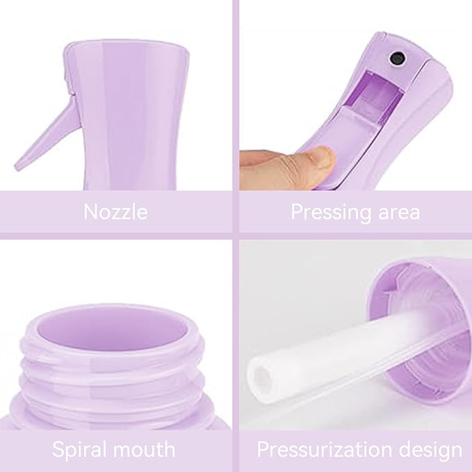 Continuous Mist Spray Bottle for Hair, Face & Plants (6.8oz/200ml) - Ultra Fine Travel-Size Water Mister for Salons, Cleaning, Pets & Skincare Leakproof Design