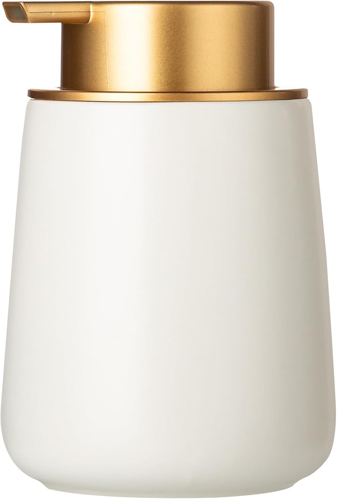 Enra Ceramic Soap Dispenser,12 oz Hand Lotion Dispenser with Gold Pump,Refillable Dish Soap Dispenser,Modern Liquid Soap Dispenser for Bathroom,Kitchen with Easy-to-Press Pump