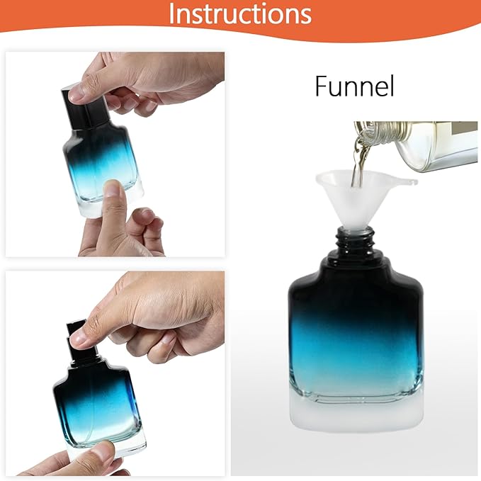 Perfume Bottles Empty Glass Atomizer Sprayer, 3 Pack 30ml Refillable Travel Spray Bottle for Fragranc or Essential Oil, Portable Cologne Atomizers with Dispensing Kit for Handbag, Date