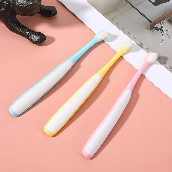 3 Pack Small Dog Toothbrush, Small Breed Cat Toothbrushes for Cat & Puppy, Utral Soft Bristles Deep Cleaning Mini Head Tooth Brush for Tiny Puppy Kitty