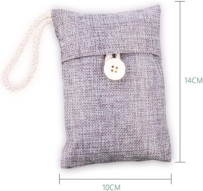 5 X 100g Natural Air Purifying Bamboo Bag,Bamboo Charcoal Bag, Odor Eliminator Decoration Bag for Bathroom Kitchen Cars Closet Refrigerator (Color Selected Randomly)