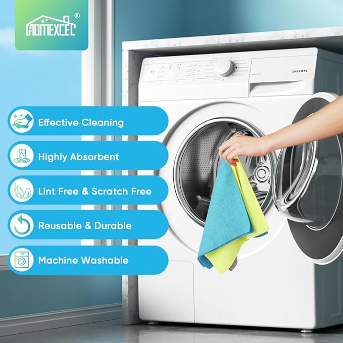 HOMEXCEL Microfiber Cleaning Cloths 20 Pack, Highly Absorbent Microfiber Towels, Lint & Scratch-Free Multi-Color Cleaning Rags for House, Kitchen and Car 11.5 x 11.5 inch