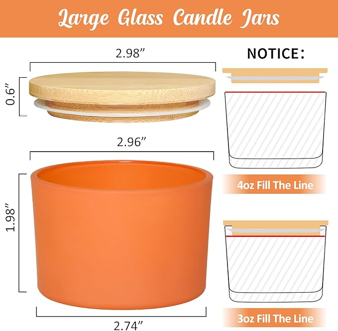 4oz Fall Candle Jars 15 Pack, Small Wide Mouth Glass Empty Candle Jars with Bamboo Lids for Making Candles, Bulk Candle Container with Wick Kit, Ideal for Candle Business Owners