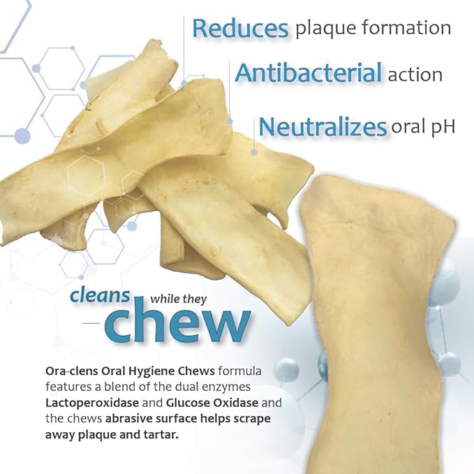 Oral Hygiene Chews for Medium Dogs-Enzymatic Dental Treats for Daily Oral Care, Cleans Teeth and Freshens Breath, Reduces Plaque, Bacteria and Tartar Build Up Without Brushing-30 Chews