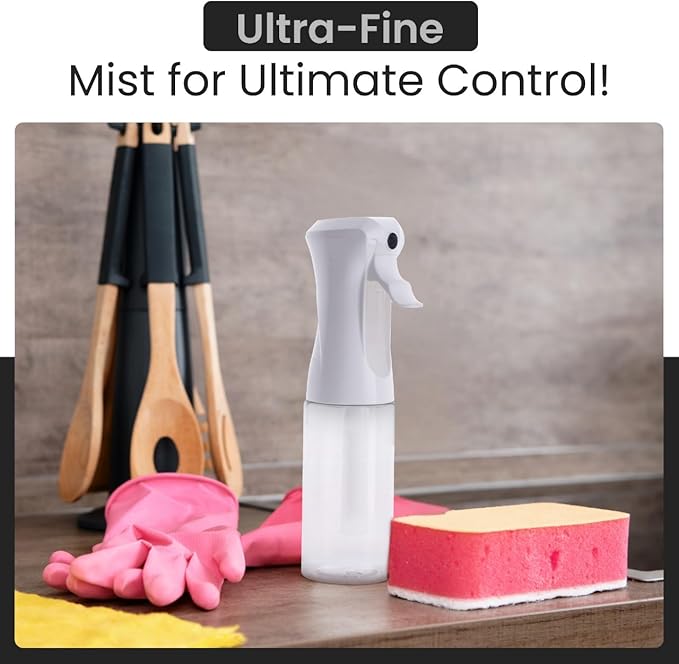 VIGOR PATH Continuous Spray Bottle for Hair – Fine Mist Mister for Hairstyling, Cleaning, Plants, Pets, Barbers, Salons, and Essential Oil Applications (200ml/6.7 oz) Clear