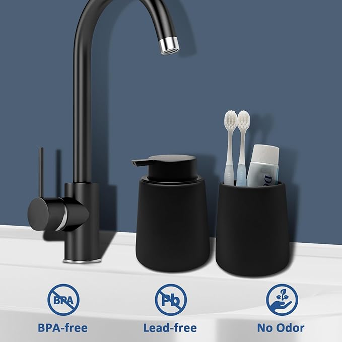 Soap Liquid Dispenser Ceramic with Easy-to-Press Pump Hand Liquid Dispenser for Shampoo Bathroom Kitchen 12 oz 2pcs