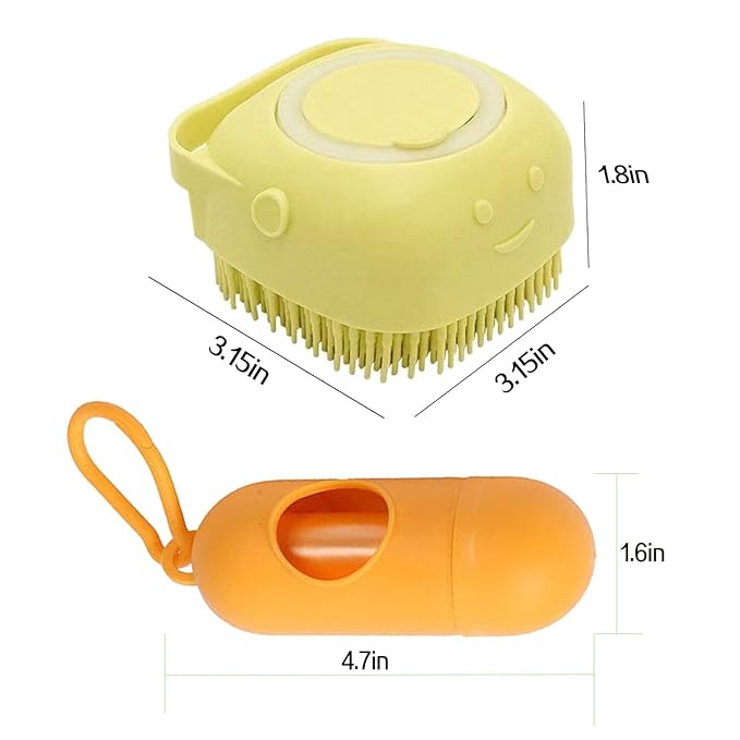 Pets Bath Brush | Scrubber for Bath | Dog Shampoo Brush | Dog Washing/Shower Brush, Suitable for Short/Long Haired Dogs, (pink) (Yellow)