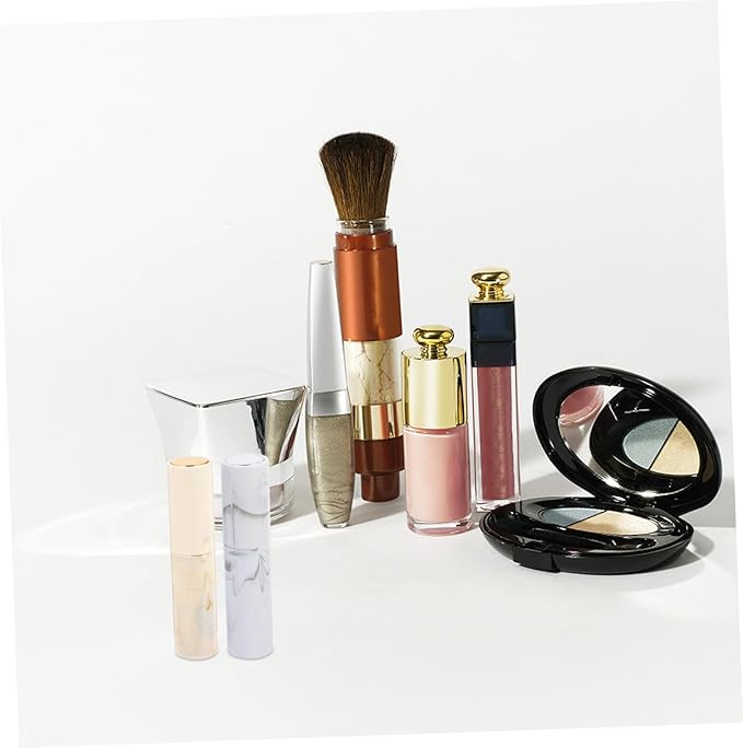 2pcs Travel Perfume Bottles Marble Pattern Rotary Spray Cosmetic Atomizer Vials Portable Leakproof Glass Plastic Containers for Essential Oils and Cologne