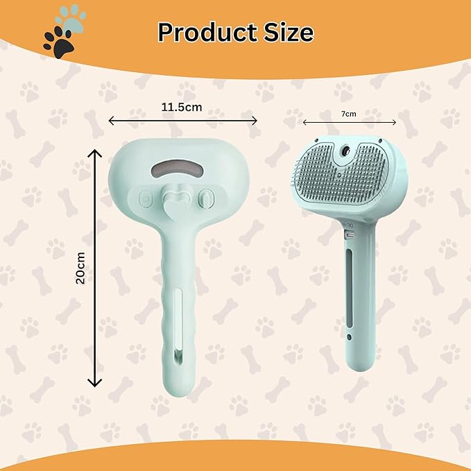 3-in-1 Anti-Static Pet Steam Brush for Dogs & Cats - Steam Clean, Calming Massage & Self-Cleaning Hair Ejection, Quick Heat-Up, USB-C Rechargeable, Low-Noise Deshedding & Dematting - Green