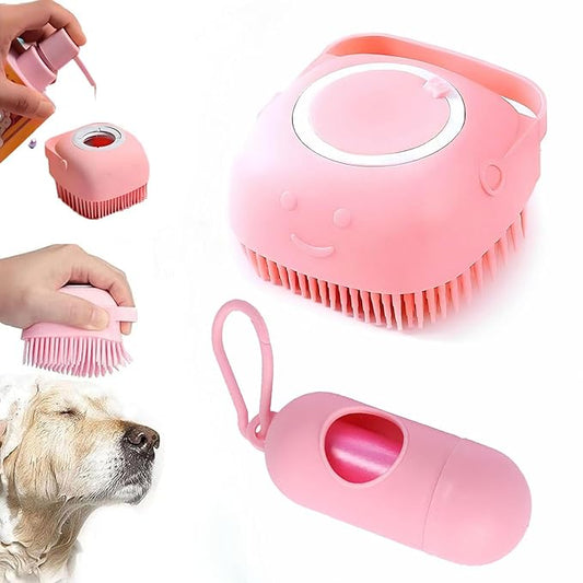 Pets Bath Brush | Scrubber for Bath | Dog Shampoo Brush | Dog Washing/Shower Brush, Suitable for Short/Long Haired Dogs, (pink) (Pink)