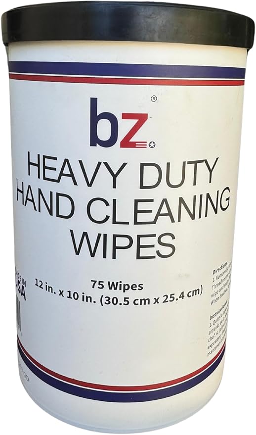 Heavy Duty Hand Cleaning Wipe, 10" x 12" Industrial Cleaning Wipes — 75 Count Hand & Tool Wipes — Dual-Textured Multi-Surface Cleaning Wipes- 6 Canisters
