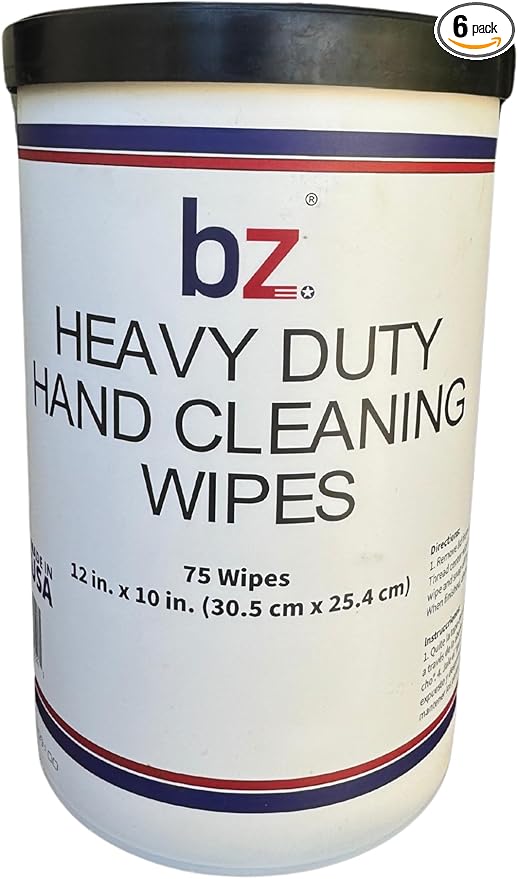 Heavy Duty Hand Cleaning Wipe, 10" x 12" Industrial Cleaning Wipes — 75 Count Hand & Tool Wipes — Dual-Textured Multi-Surface Cleaning Wipes- 6 Canisters