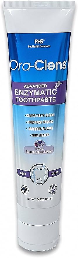 Advanced Enzymatic Toothpaste – Safe and Natural Dog Oral Care Toothpaste – Freshens Breath, Fights Plaque and Reduces Tatar – Tasty Peanut Butter Flavor – 5 Oz