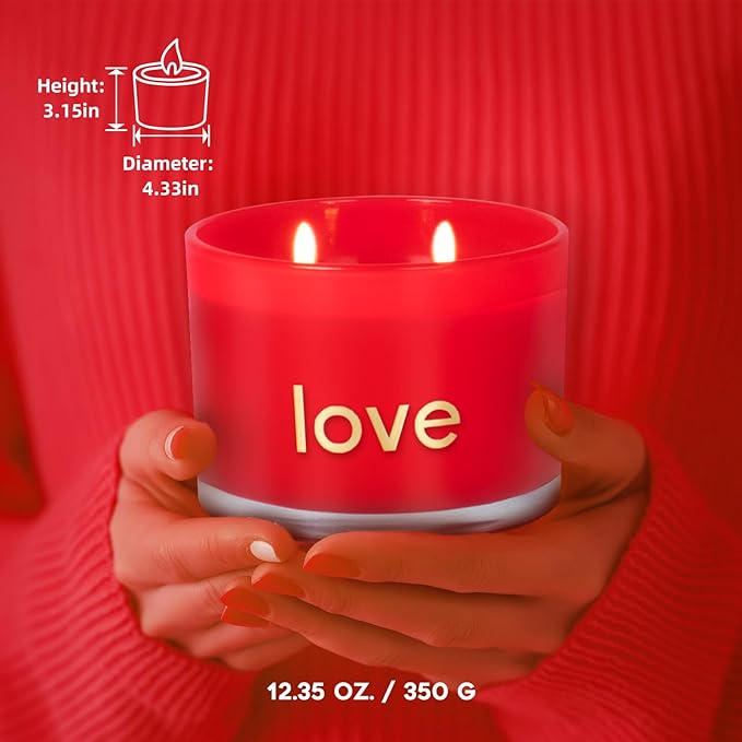 KONNI Red Rose Love Soy Scented Candles for Home, 2 Wick 12.35oz Luxury Aromatherapy Candle for Women Men, 60 Hours Long Lasting Candle, Clean Burning Jar Candle, Romantic Gifts for Mon Wife