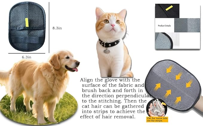 New Upgraded pet Care Gloves, cat and Dog Hair Care, pet Hair Removal Gloves, pet Hair Static Gloves, Quick Grooming, Reusable
