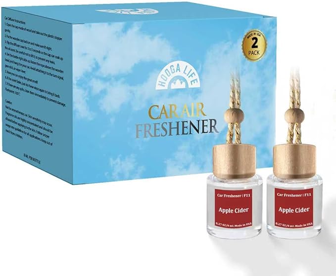HoogaLife Car Air Freshener Diffuser 2 Pack Hanging Air Freshener Diffuser - Coconut Fragrance Oil Air D iffuser for Car, 45+ days Long Lasting Fragrance Made in USA （F11）
