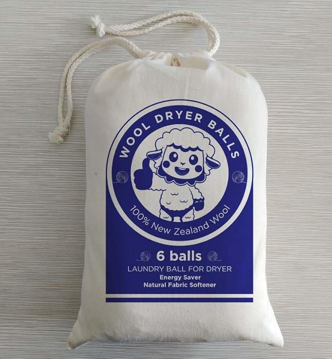 Generic Wool Dryer Balls Organic -Premium Wool from New Zealand - New XL Pure 6 Pack Wool Sheep Dryer Ball-XL Premium Natural Fabric Softener - Laundry Balls for Dryer, White