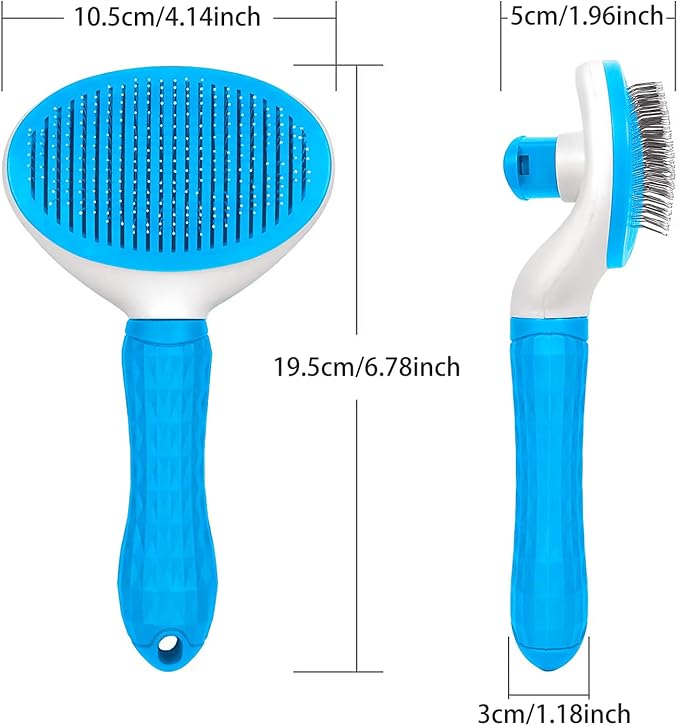 Dog & Cat Brush, Soft Self Cleaning Slicker Brush, Skin-Friendly Upgraded Dog Brush for Shedding, Massaging, and Grooming – Perfect for Long & Short Coats (Blue)