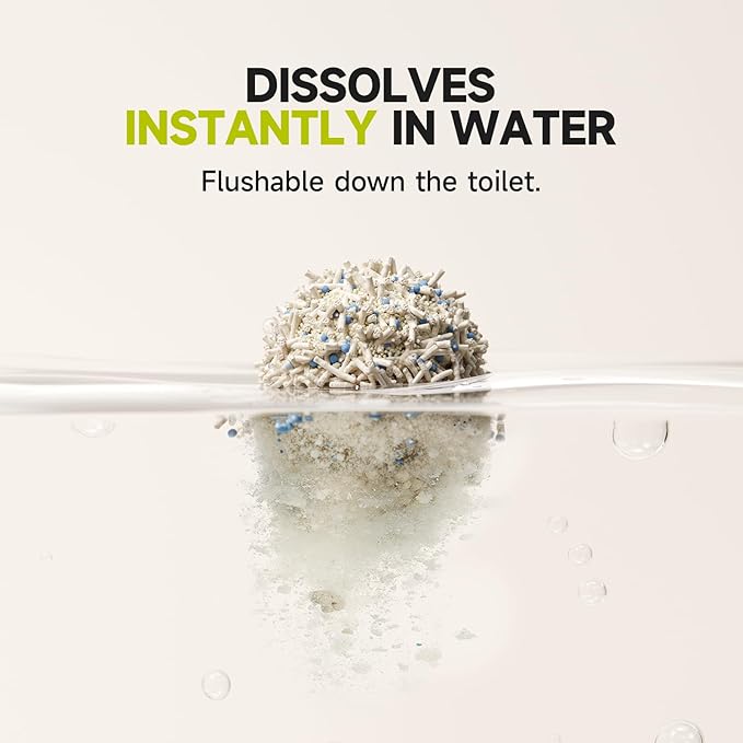 4-in-1 Tofu Cat Litter, Mixed Cassava, Baking Soda, SAP, Natural Plant, Fast Clumping, Strong Water Adsorption & Deodorization, No Tracking, Dust-Free, Flushable, (5.5lbs x 2bags)