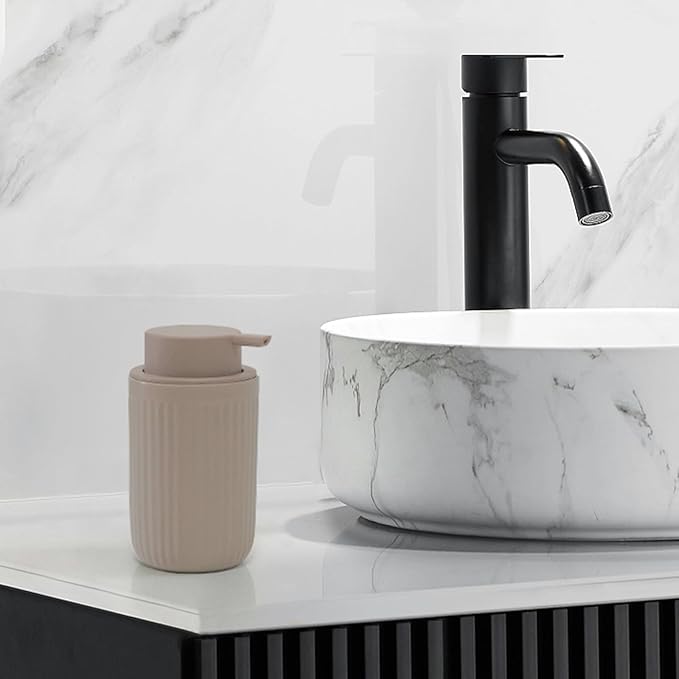 BosilunLife Foam Hand Soap Dispenser - Ceramic Foaming Soap Dispenser for Bathroom 12oz Refillable Liquid Lotion Soap Dispenser with Rust-Proof Foaming Pump for Countertop