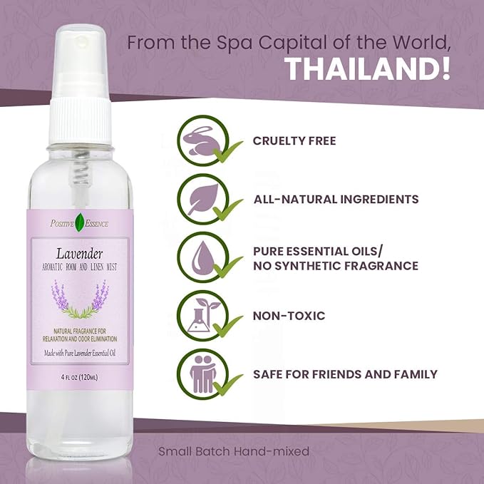 Lavender Linen and Room Spray, Natural Aromatherapy Sleep Spray for Relaxation and Stress Relief, Lavender Essential Oil for Pillows or Bedding, Odor Eliminator