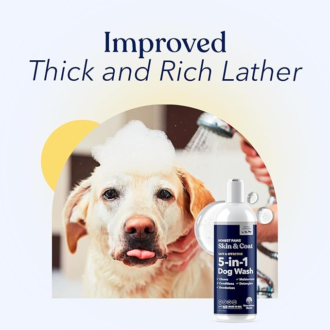 Honest Paws Dog Shampoo and Conditioner - Premium Dog Wash for Allergies and Dry, Itchy, Moisturizing for Sensitive Skin - Sulfate Free, Plant Based, All Natural -16 Fl Oz