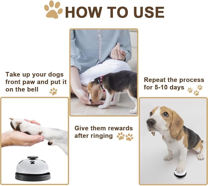 2 Pack Dog Door Bells, Dog Doorbell to go Outside Puppy Train Bell for Dogs to Ring to go Potty, Puppy Toilet Training Bell Jingle Bells for Door Knob (White)