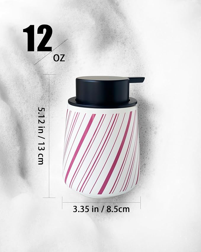 Chic Soap Dispenser Bathroom Ceramic Hand Foam Soap Dispenser for Bathroom Deco 12 Ounce Refillable Liquid Dispenser for Kitchen (RED)