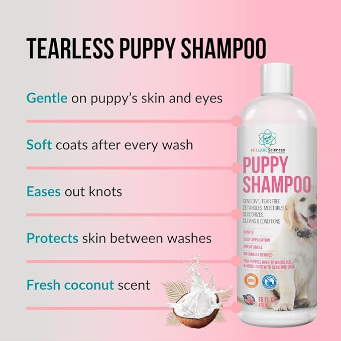 1 Gallon Tearless Puppy Shampoo and Conditioner - Anti-Itch Dog Shampoo Sensitive Skin - Coconut Oil Oatmeal Pet Shampoo for Puppies - Made in The USA