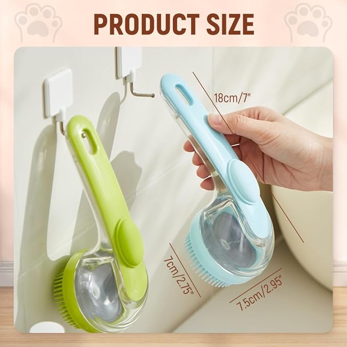 Dog Bath Brush, Pet Grooming Massage Scrubber for Long and Short Hair, 2025 Model (green)