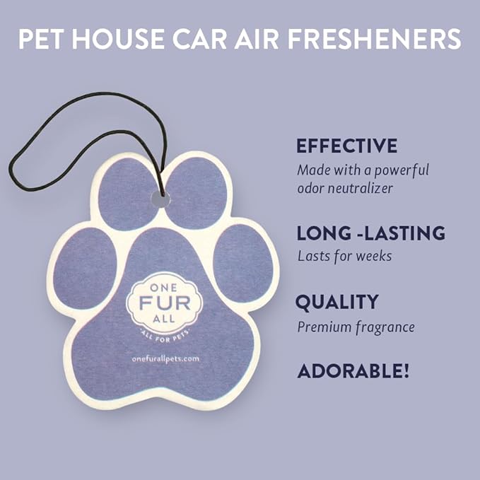 Pet House Car Air Freshener by One Fur All, Pack of 4 – Lilac Garden - Non-Toxic Auto Air Freshener, Pet Odor Eliminating Air Freshener for Car, Ideal for Small Spaces, Dye Free Dog Car Air Freshener