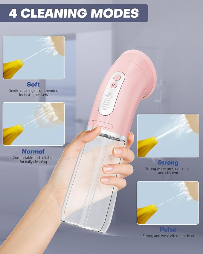 Upgraded Ear Wax Removal Kit, One Piece Waste Tank - Ear Irrigation Flushing System with 4 Modes & 8 Nozzles - IPX7, Safe and Effective Electric Ear Cleaner for Family Use, Type-C (Pink)