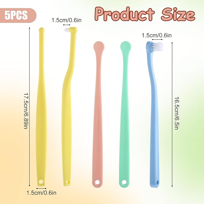 5 PCS Small Dog Toothbrush, Pet Toothbrush Cat Tooth Brush Micro Head Puppy Tooth Brushing Cat Dental Care Oral Hygiene Deep Teeth Cleaning Brushes 360 Degree Soft Bristles Round&Pointed Toothbrushs