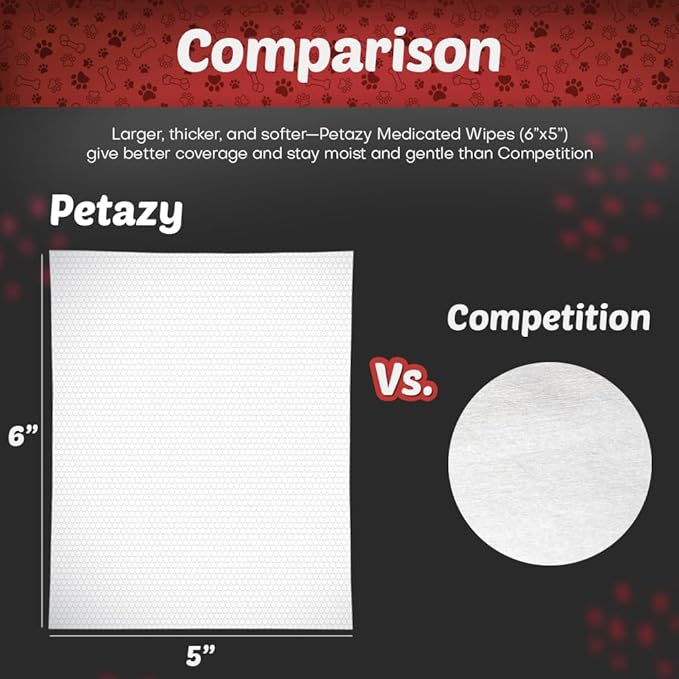 2% Chlorhexidine Wipes for Dogs 3X Larger | Yeast Infection Ringworm Fungus Hot Spot Itch Relief | Medicated Antibacterial Antifungal Gentle Soothing Topical Wipes for Dog Cat | 50 Wipes 5x6