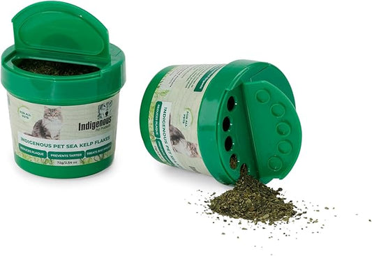 Indigenous Pet Organic Sea Kelp Flakes for Cats - 2.54 Ounce | Natural Dental Care & Fresh Breath Support | Reduces Plaque & Tartar | Boosts Immune, Digestive & Thyroid Health |