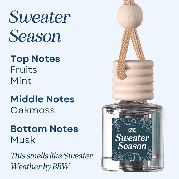 CE Craft Hanging Car Air Freshener – Fragrance Oil Diffuser with Essential Oils – Long-Lasting Aromatherapy Scents for Automobiles – 4 Pack, Fall