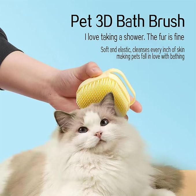 Pets Bath Brush | Scrubber for Bath | Dog Shampoo Brush | Dog Washing/Shower Brush, Suitable for Short/Long Haired Dogs, (pink) (Yellow)